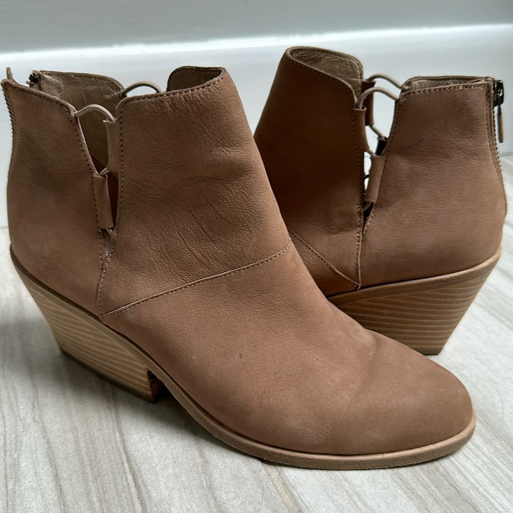 Eileen Fisher Brown Leather Cutout Ankle Booties